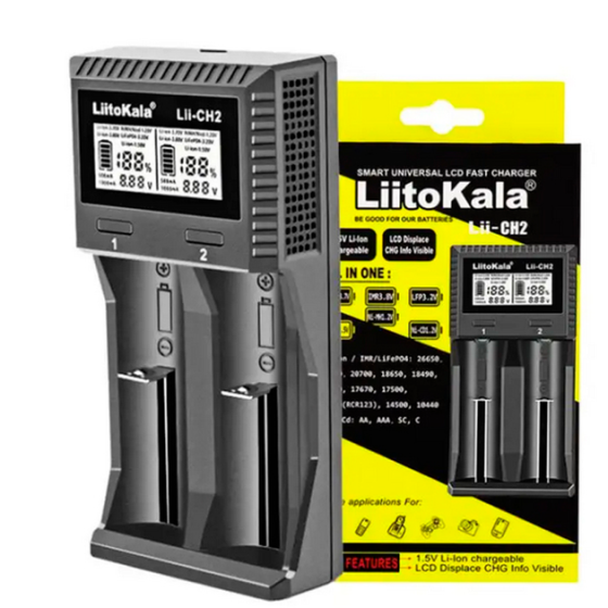 Зарядное устройство универсальное LiitoKala Lii-CH2 LCD Type-C (Li-ion IMR LiFe NiMH) на 2 аккумулятора Киев