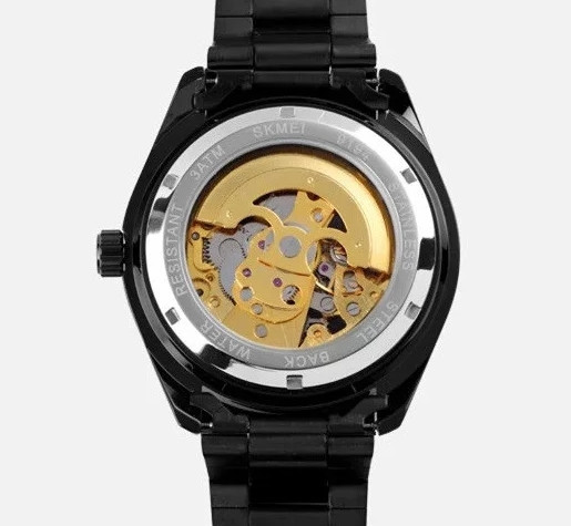 Чоловічий механічний годинник Skmei 9194 скелетон (Чорний) Вінниця - фото 4