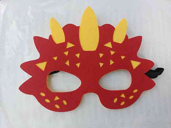 Детская маска Динозавр из фетра 15 на 19 см красно-желтый Киев