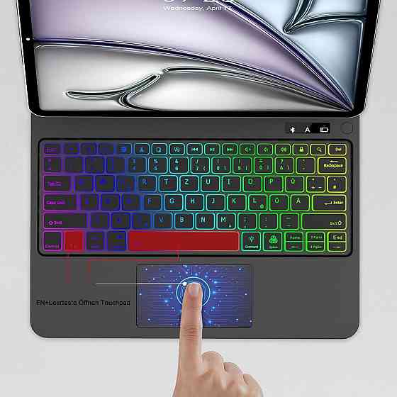 Клавіатура SENGBIRCH Magic Keyboard для iPad Air 13 M3/M2, Чорна, QWERTZ, підсвітка, мультитачпад, чохол Київ