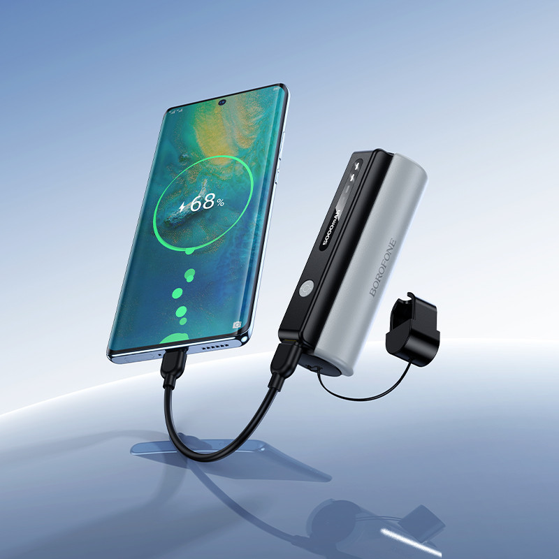Павербанк 5000 mAh BOROFONE BJ87 кабель в комплекте фонарик черный power bank повербанк Одесса - изображение 7