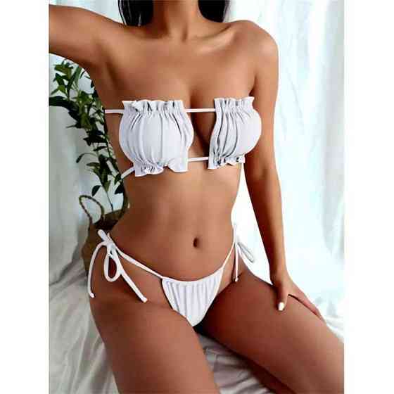Купальник шторки на зав'язках S-M білий Вінниця