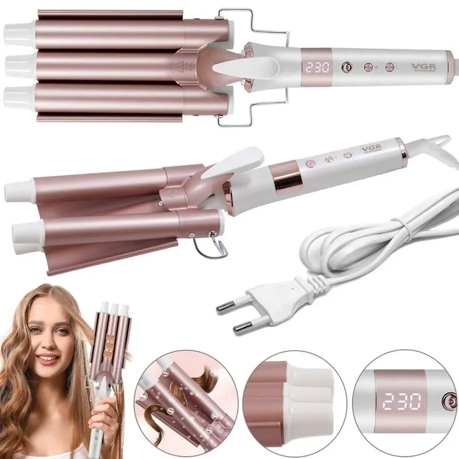 Плойка для волосся VGR V-599 потрійна хвиля 3 хвилі, 50W, регулювання температури 140–220°C Одеса - фото 1