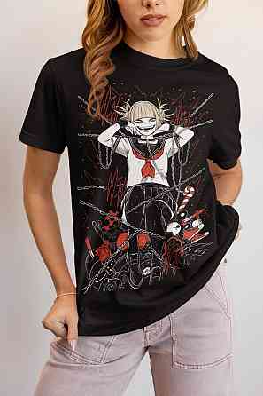 Футболка для хлопчика з аніме принтом Моя геройська академія оверсайз (зріст від 165 до 180) Чорний AnimeJ0490m Дніпро