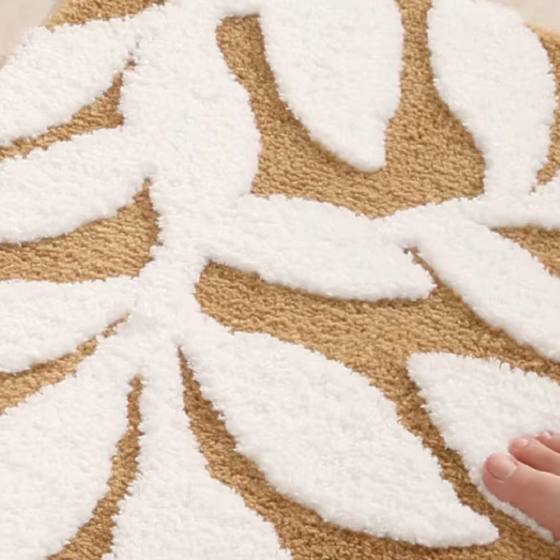 Коврик для ванной и душа коврик для ног в ванную комнату,микрофибра,атискользящий 40х60 см,жёлтый с листьями Кам'янець-Подільський