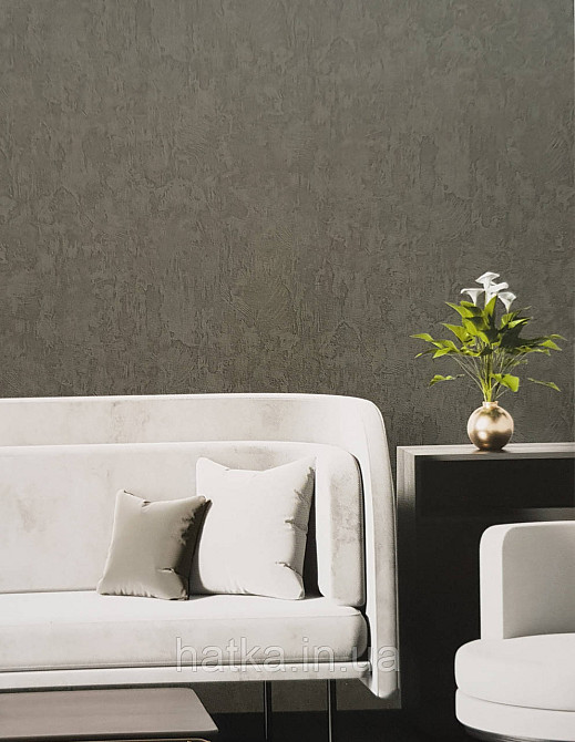 Шпалери вінілові на флізеліні AdaWall Omega1.06х10 під шкіру структурні щільні чорні 23213-6 Київ - фото 3