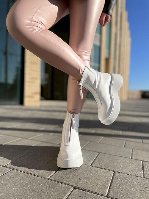 Черевики жіночі ARLEN білі натуральна шкіра зима висота 17см (4908) Коломыя - изображение 6