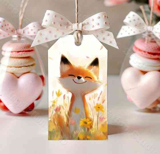 Подарункові бірки «Лисичка» 10 шт, 9×5 см + джутовий шнур 5 м Київ