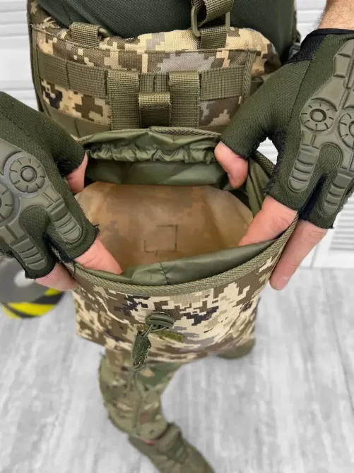 Підсумка для скидання магазинів тактична щільна горловина з утяжкою колір піксель з кріпленням molle Одеса - фото 7