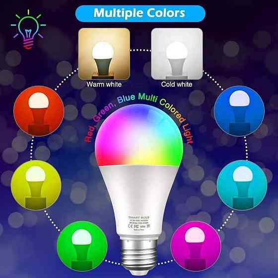Умные лампы Plartree E27 WiFi 10Вт, Alexa/Google Home, 2 шт, RGB+тёплый свет, 2700-6500K Киев