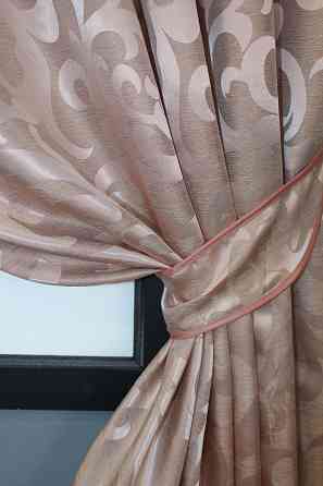 Комплект коротких штор VR-Textil Жакард Вензель № 090ш Пудровий 130х170 см 2 шт (35-0013) Київ