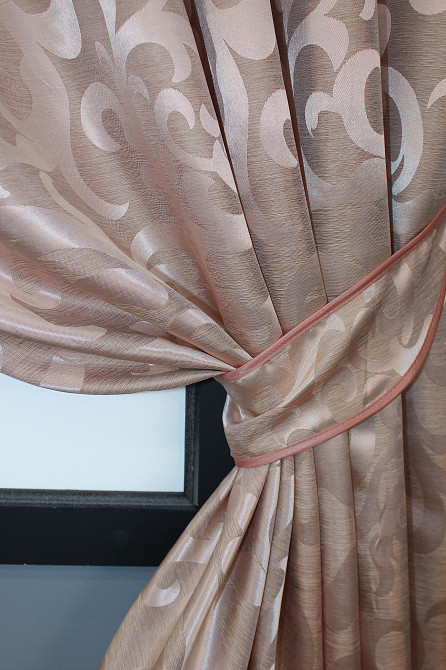 Комплект коротких штор VR-Textil Жаккард Вензель № 090ш Пудровый 130х170 см 2 шт (35-0013) Киев - изображение 3