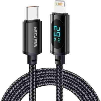 Дата кабель USB-C to Lightning 1.0m 29W LED black Essager (EXCTL-XY01-P) Винница