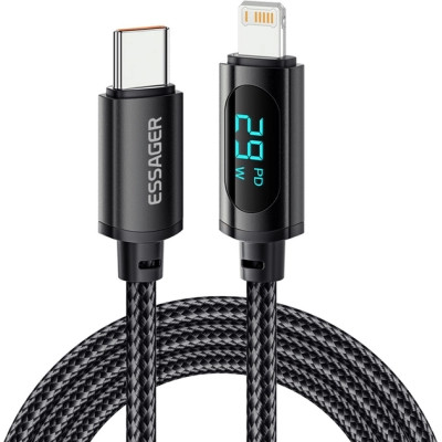 Дата кабель USB-C to Lightning 1.0m 29W LED black Essager (EXCTL-XY01-P) Вінниця - фото 1