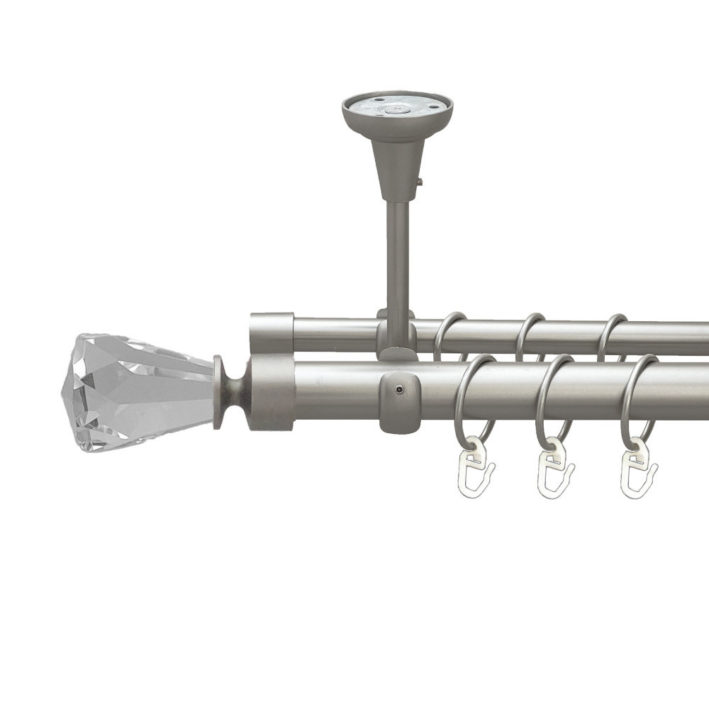 Карниз Orvit Лучетта металевий дворядний відкритий до стелі гладка труба кільце металеве Сатин 25\16 мм 160 см Львов - изображение 1