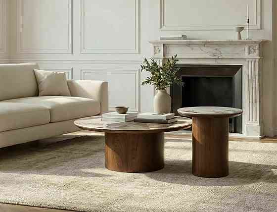 Журнальний столик RONDO білий PANDORO/горіх д.45*50 Днепр