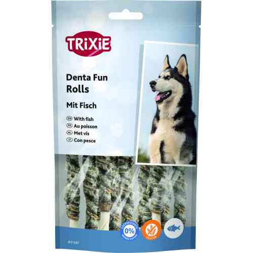 Лакомство Trixie Denta Fun для собак Роллы жевательные натуральная кожа 12 см 75 г 10 шт/уп Киев