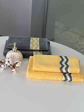 Комплект махровых полотенец Ideal Textile с бордюром 2 шт (50х90см + 70х140см) Черновцы