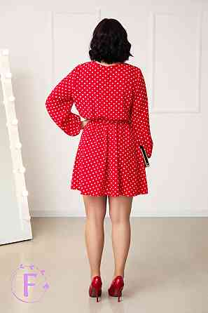 Платье с длинными рукавами в горошек Софи 50-52, Красный Киев