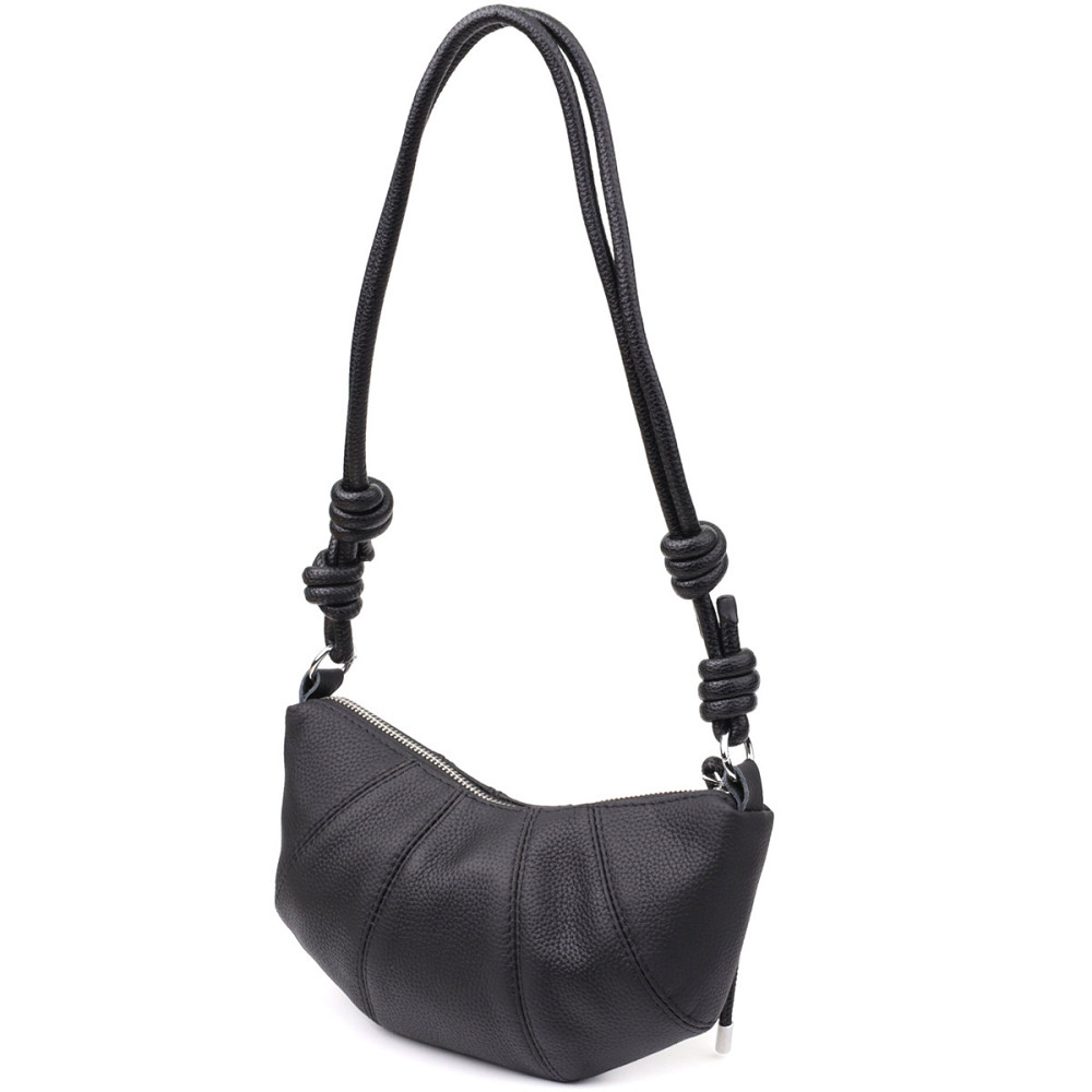 Жіноча напівкругла сумка з натуральної шкіри Vintage 22932 Чорний Київ - фото 1