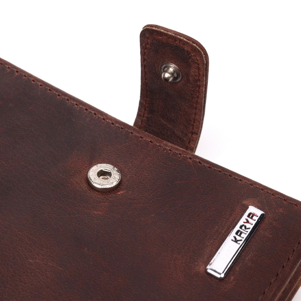 Невеликий чоловічий гаманець у вінтажній шкірі KARYA 21387 Коричневий Київ - фото 5