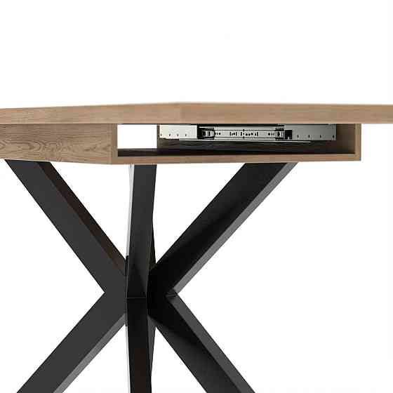 Раздвижной обеденный стол СПАЙДЕР ДСП Дуб кремона торро/Черный (NEM-121052) Львов