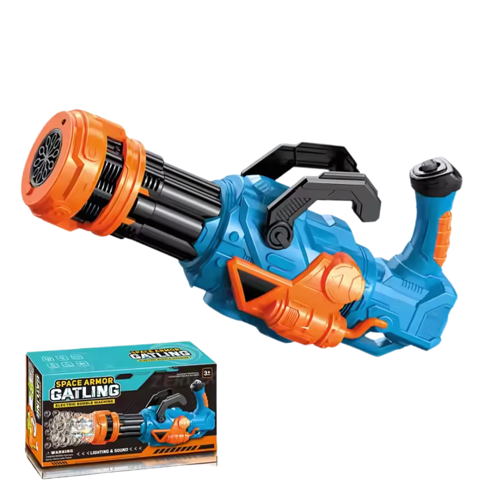 Генератор мыльных пузырей, пистолет с LED-подсветкой на батарейках для мыльных пузырей для детей, оранжевый Каменец-Подольский - изображение 1