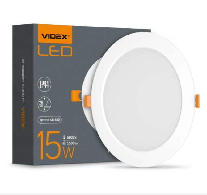 LED Панель врізна кругла 15W 5000К VL-DLBR-155 Videx Житомир - изображение 1