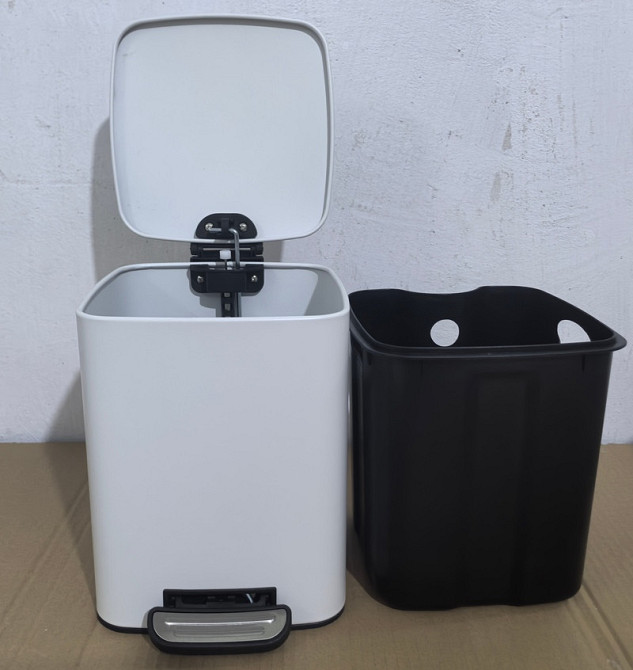 Ведро для мусора с плавным закрытием квадратное Zerix Kubix-TC0106 White 6 л (цвет белый) (ZX6109) Черновцы - изображение 9