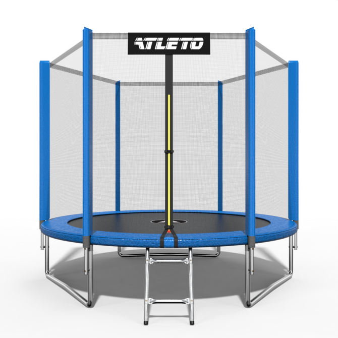 Батут дитячий ATLETO 252 см із сіткою та драбиною синій Київ - фото 3