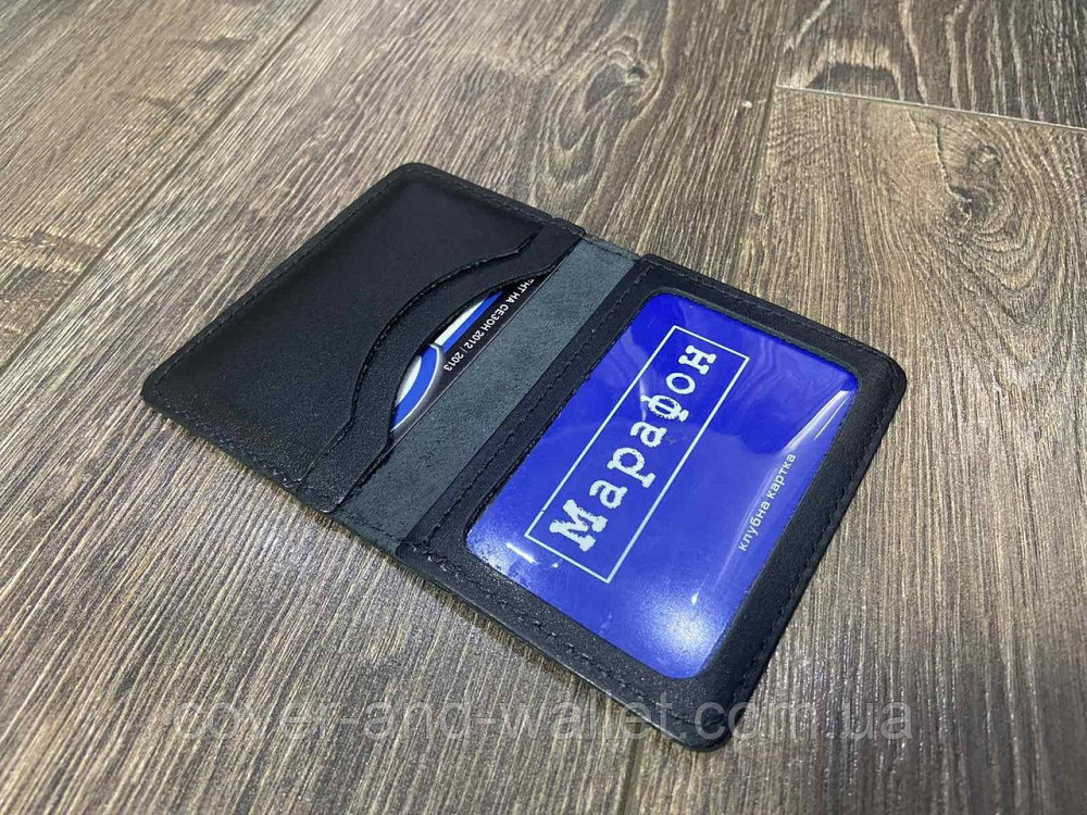 Шкіряна обкладинка на автодокументи чорного кольору LQ Leather Київ - фото 6