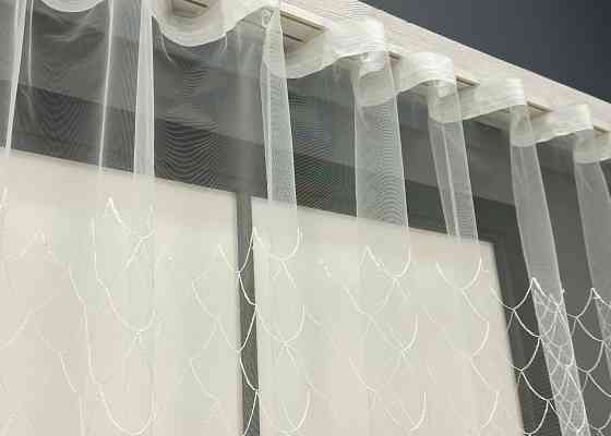 Тюль VR-Textil 1893т Фатин с вышивкой и люрексом Бежевый 200х150 см (42-1056) Киев