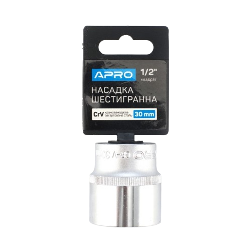 Насадка шестигранна 1/2" 30 мм CrV APRO Житомир - фото 1