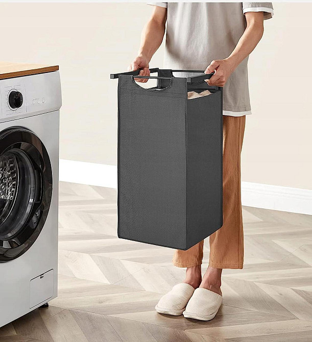 Кошик для білизни Leobert Chariot з трьома відділеннями 3 x 38л чорний Киев - изображение 2