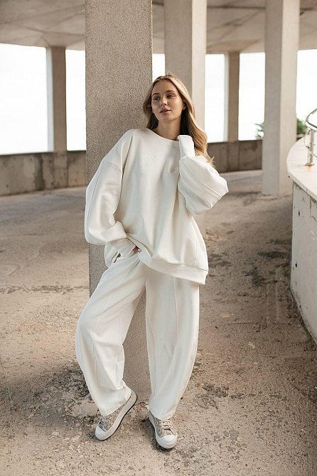 Жіночий оверсайз костюм: об‘ємна кофта з трендовими штанами бананами турецький дабл фейс 100% бавовна Одеса - фото 8
