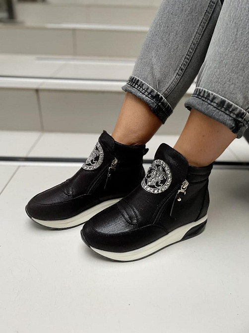 Черевики жіночі VEAGIA чорні еко-шкіра з напиленням висота 12см розмір 36 ( -6) Коломия - фото 7