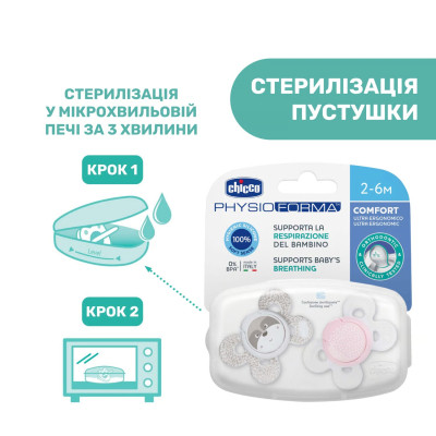 Пустышка Chicco Physio Comfort силіконова від 2 до 6 місяців 2шт. (рожева) (74931.11.00) Винница - изображение 8