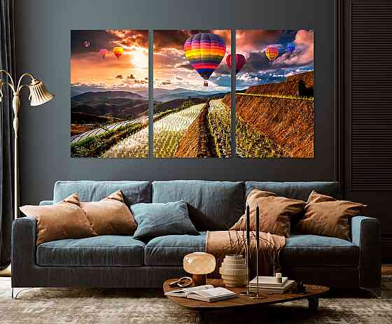 Модульная картина в гостиную / спальню  Повітряна куля    ART-248_3A 70х130 см Киев