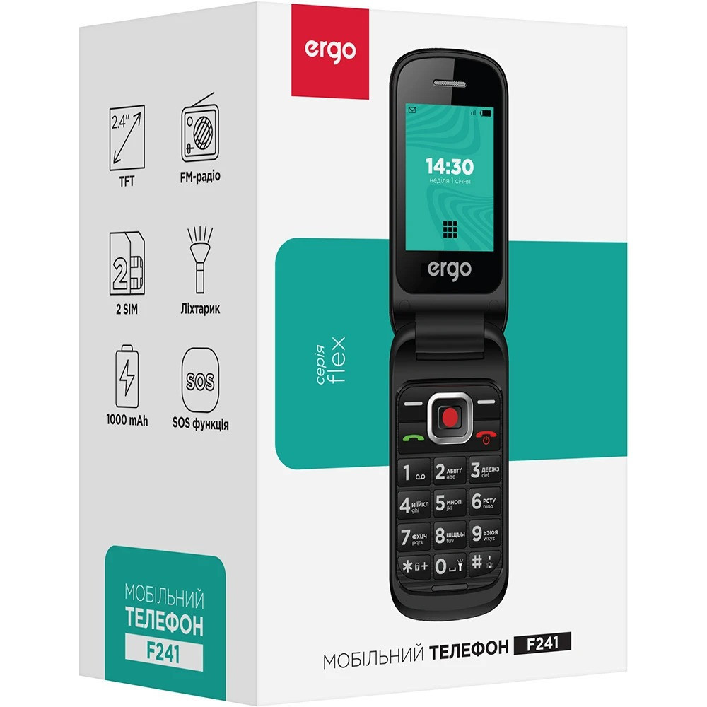 Мобільний телефон Ergo F241 Dual Sim Black Чорний Харків - фото 3