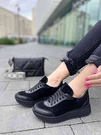 Mermaid Кросівки жіночі Mermaid чорні шкіра + замша весна-осінь (5155) Коломия