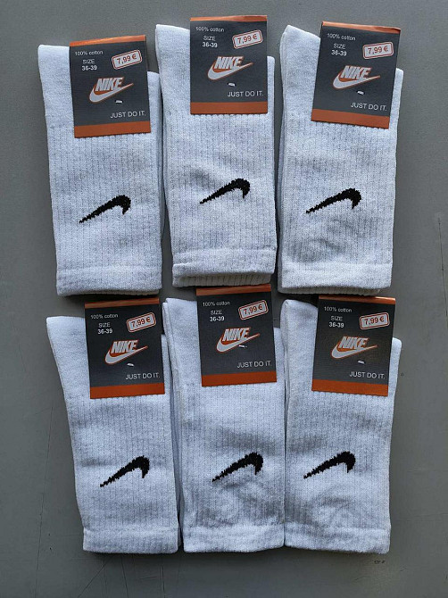 Набор высоких белых носков. Хлопок. 12 штук в уп. Nike socks 39-41 Киев - изображение 5