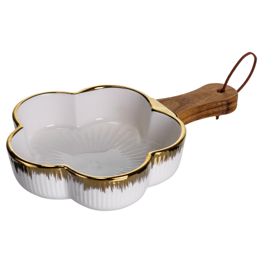 Глубокая фарфоровая тарелка с ручкой 