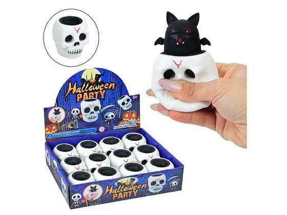 Фигурка антистресс Helloween летучая мышь в черепе 5см ZD66-29 ТМ METR Киев