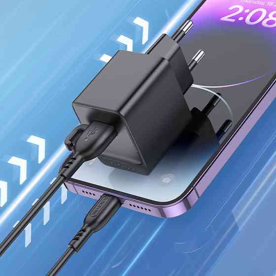 Сетевое зарядное устройство с кабелем BOROFONE BAS11A Erudite single port charger set(iP) Black Одесса