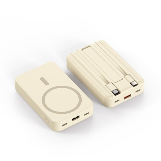 Павербанк беспроводной магнитный 10000мАч Powerbank с быстрой зарядкой, откидной подставкой, бежевый Каменец-Подольский
