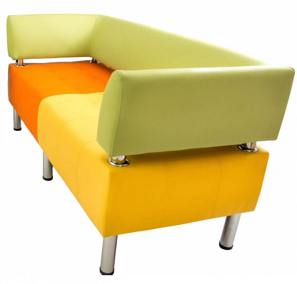 Диван Flay Office двойка со спинкой и подлокотниками 1550х650х750 Зелено-желто-оранжевый Киев - изображение 2