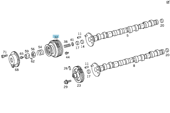 Mercedes-Benz  A1190500647 Шестерня впускного розподільного валу лівої ГБЦ двигуна M119 Одесса