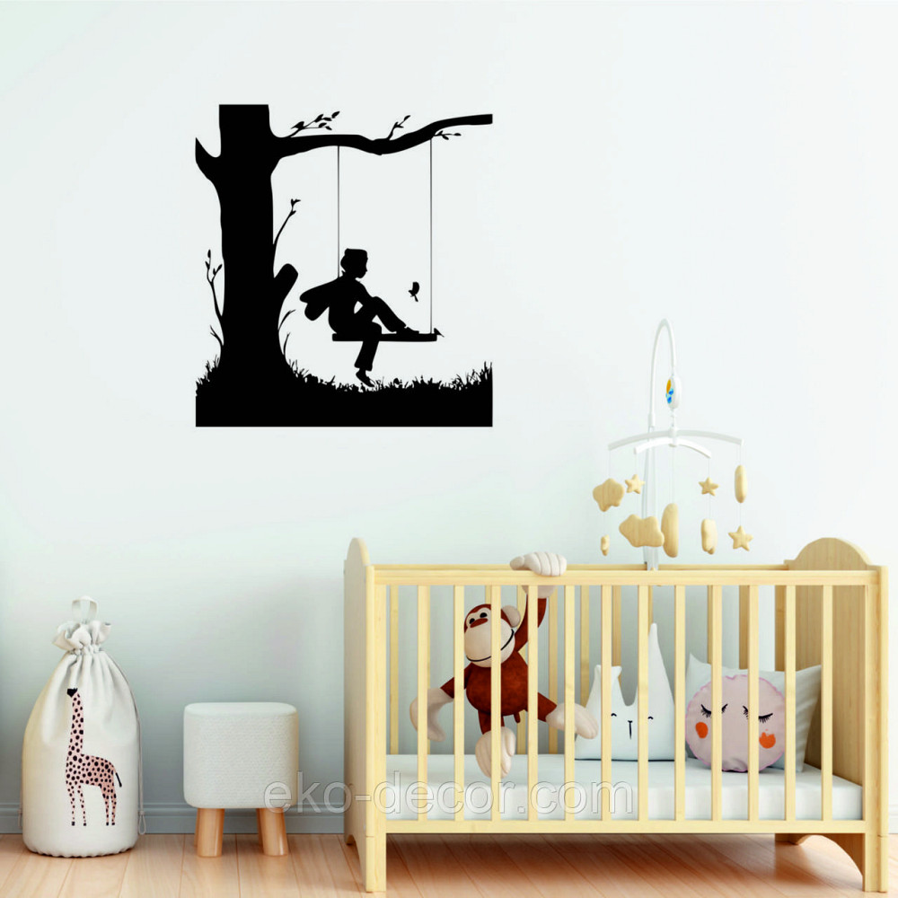 Декоративне настінне Панно «Мальчик на гойдалці» Декор на стіну 90*83 см, Чорний Київ - фото 6