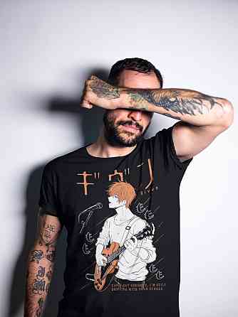 Футболка для хлопчика з аніме принтом Гівен Аніме Сато Мафуйу оверсайз (зріст від 165 до 180) Чорний AnimeJ0215m Дніпро