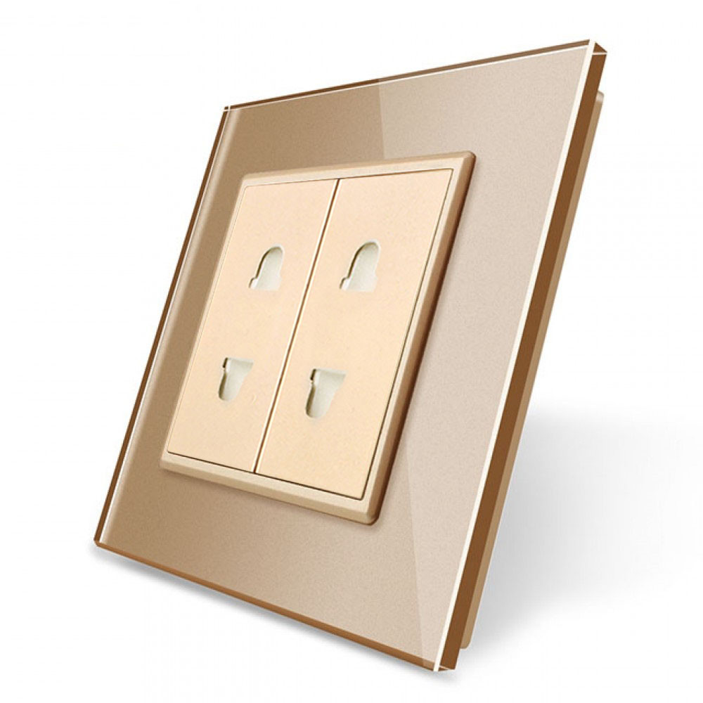 LIVOLO Подвійна універсальна розетка 2 стандарта в 1 Livolo золотий (VL-C7C2A-13) Київ - фото 1